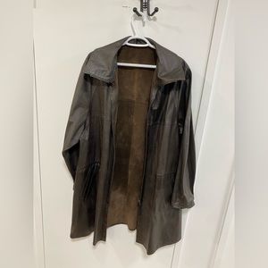 Reversible brown leather jacket